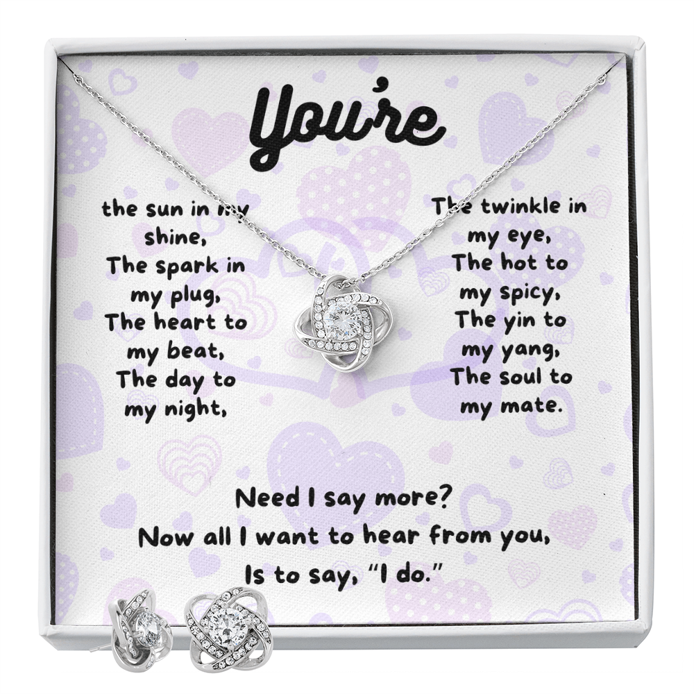 Love - You're the sun - Love Knot Necklace & Earring Set