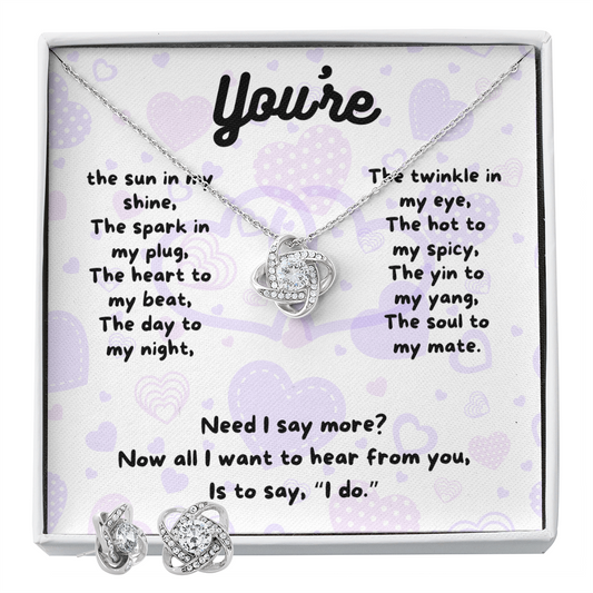 Love - You're the sun - Love Knot Necklace & Earring Set