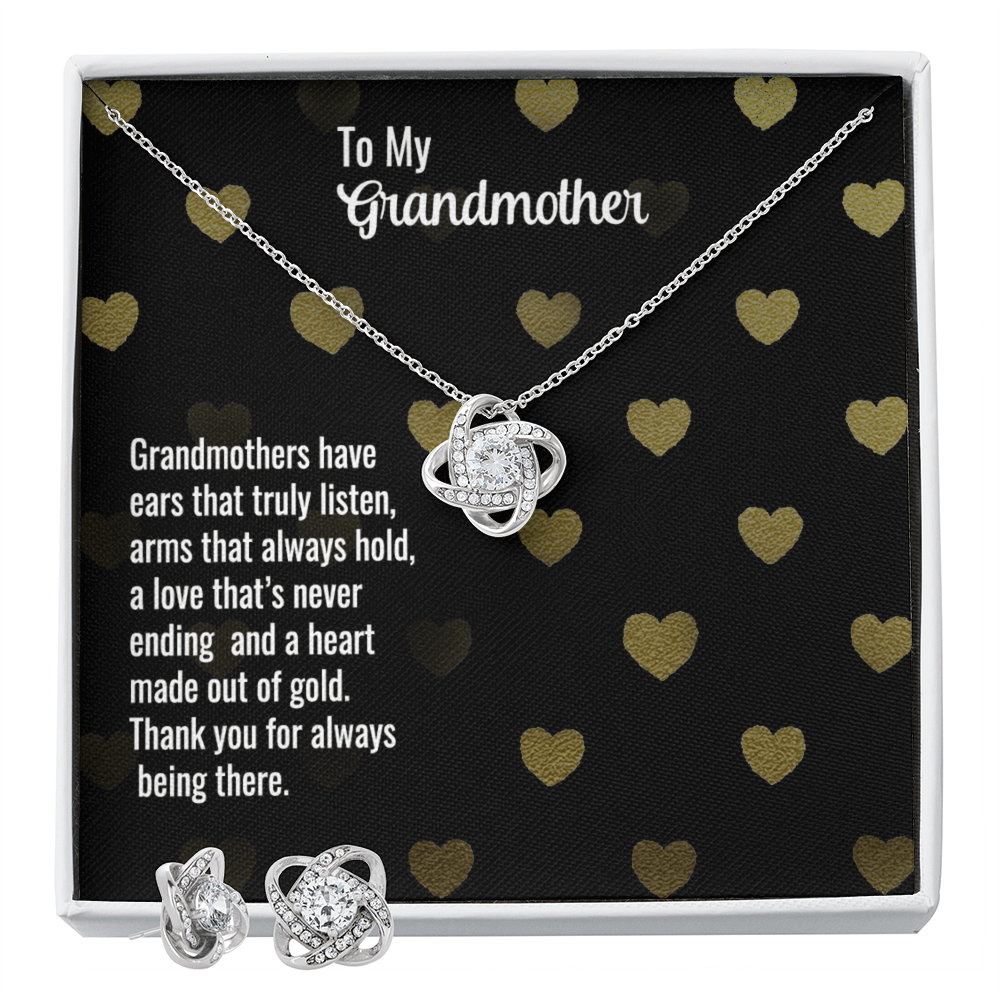 Grandmother - Grandmothers have - Love Knot Necklace & Earring Set