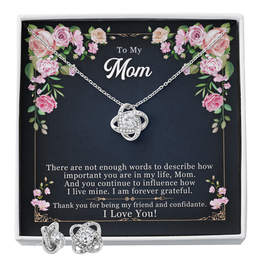 To Mom - There are not enough - Love Knot Necklace & Earring Set