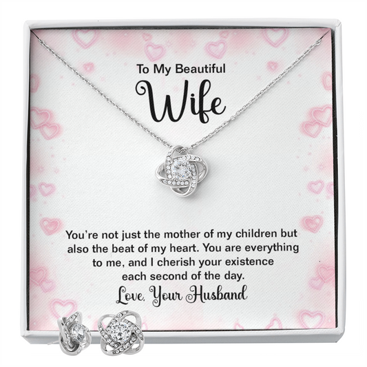 To Wife - You're not just - Love Knot Necklace & Earring Set