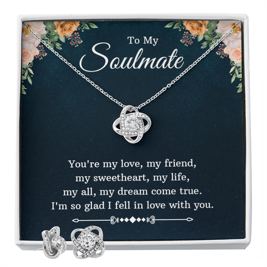 To Soulmate - You're my love - Love Knot Necklace & Earring Set