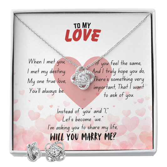 To my love - When I met you - Love Knot Necklace & Earring Set