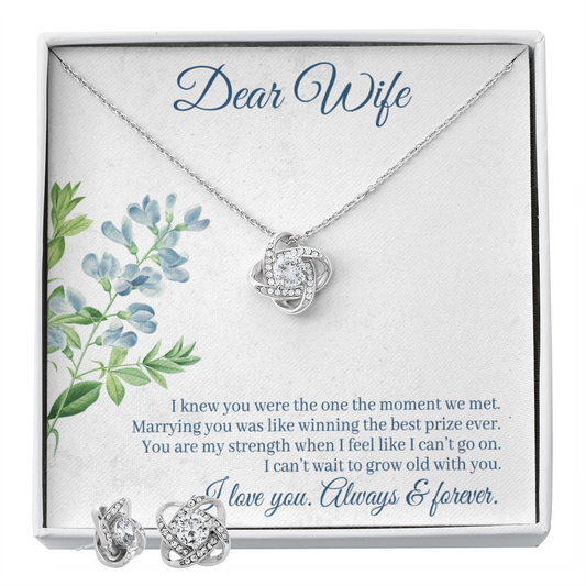 To Wife - I knew you were - Love Knot Necklace & Earring Set