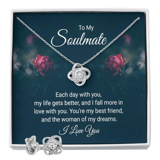 To Soulmate - Each day with you - Love Knot Necklace & Earring Set
