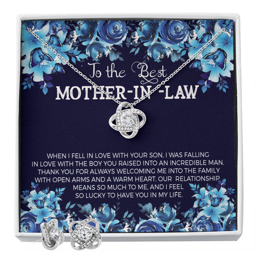 To Mother In Law - When I fell in love - Love Knot Necklace & Earring Set