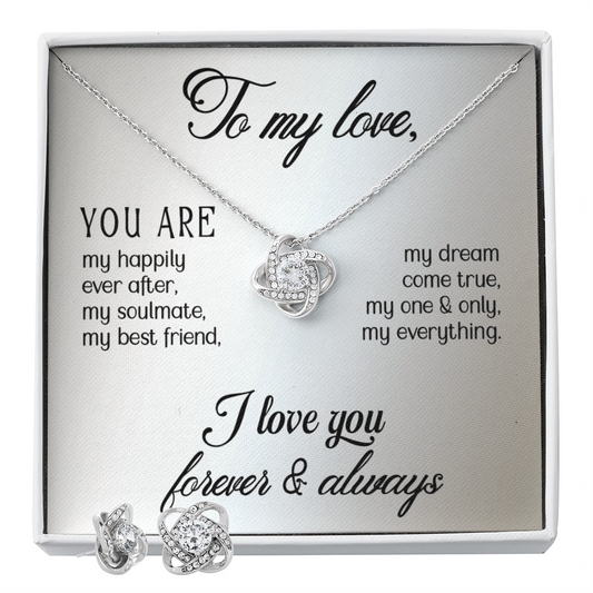 Love - You are - Love Knot Necklace & Earring Set