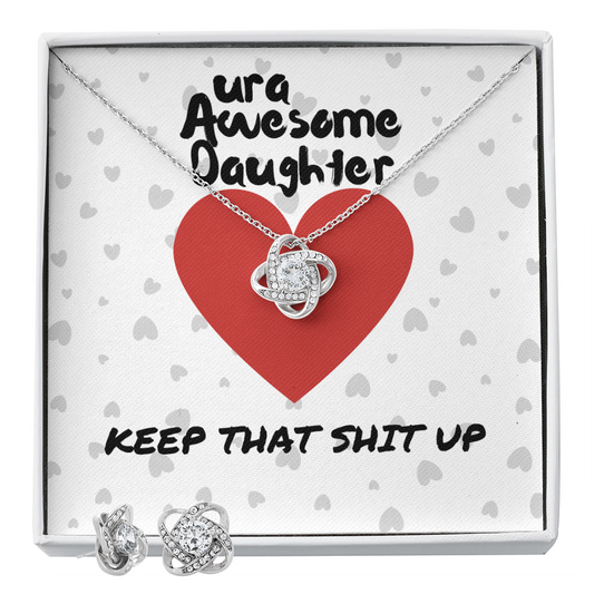 ura Awesome Daughter - Keep that - Love Knot Necklace & Earring Set