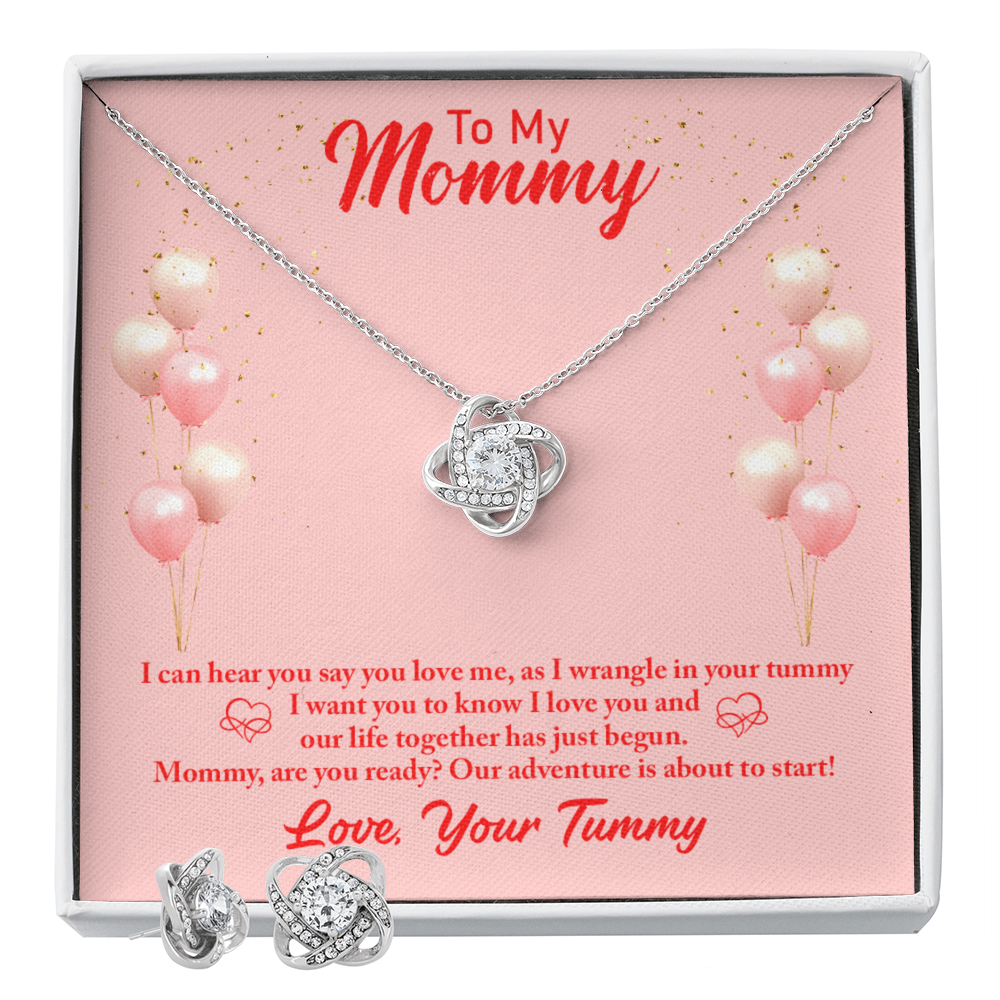 To Mom - I can hear - Love Knot Necklace & Earring Set
