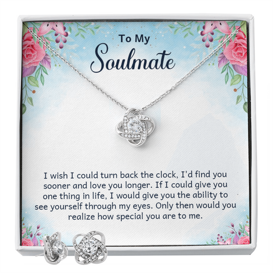 To Soulmate - I wish - Love Knot Necklace & Earring Set