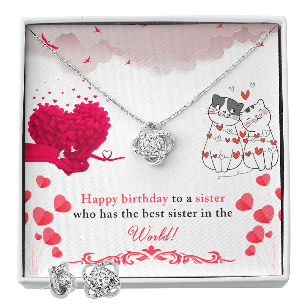Birthday - To a sister - Love Knot Necklace & Earring Set