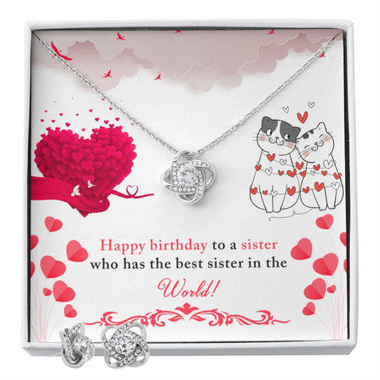 Birthday - To a sister - Love Knot Necklace & Earring Set