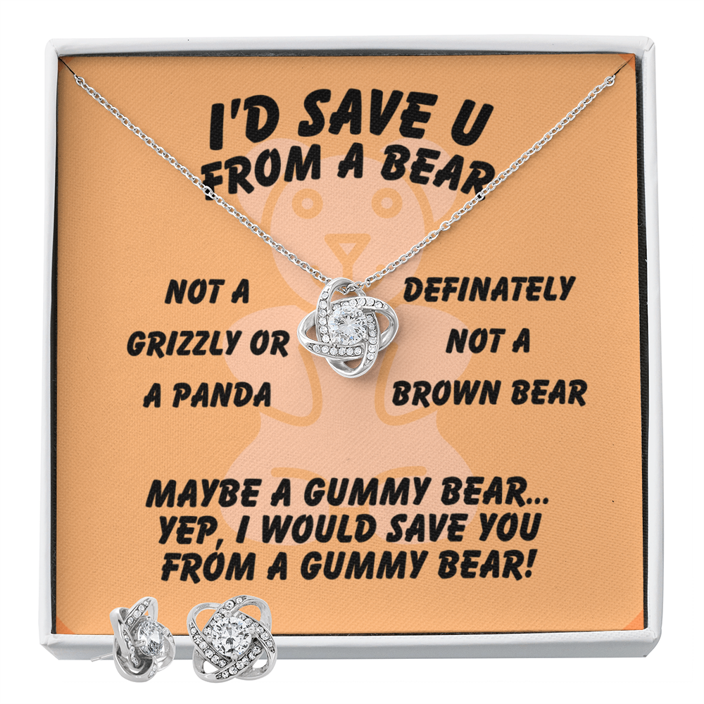 I'd save U - From a bear - Love Knot Necklace & Earring Set