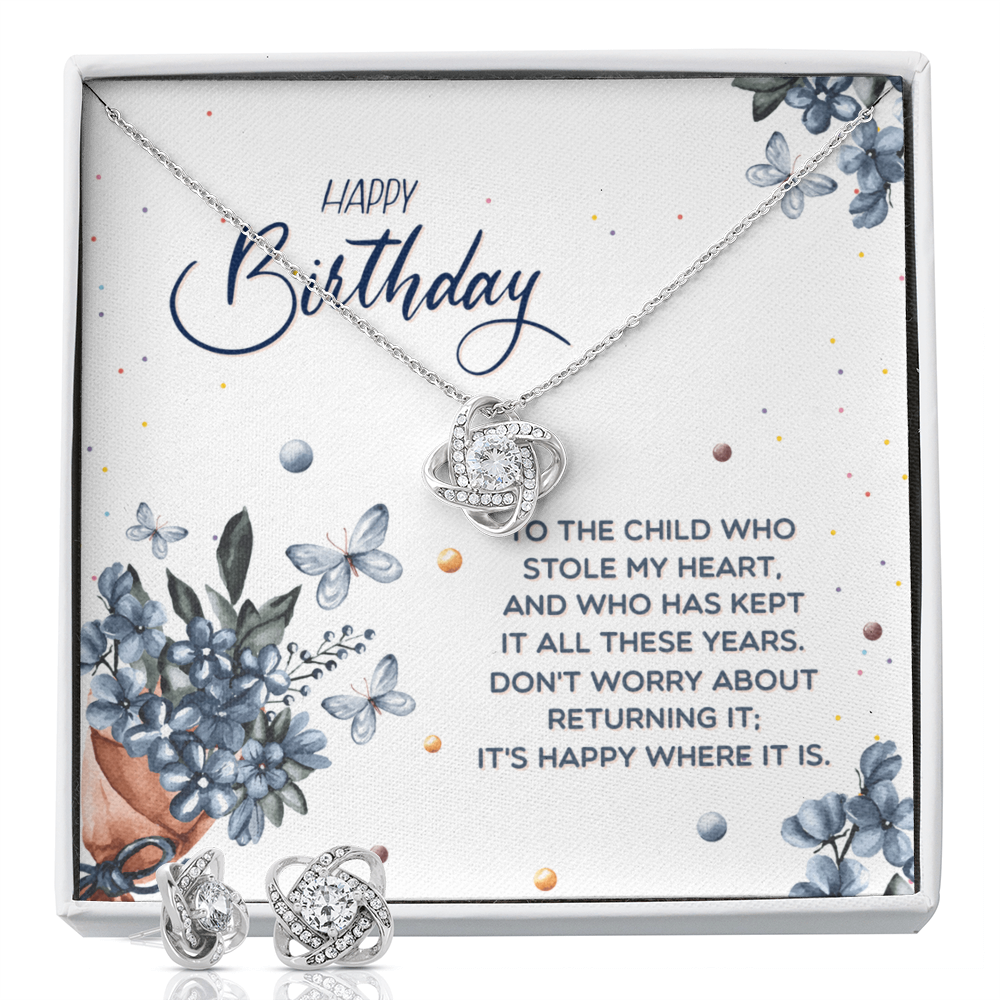 Birthday - To the child - Love Knot Necklace & Earring Set