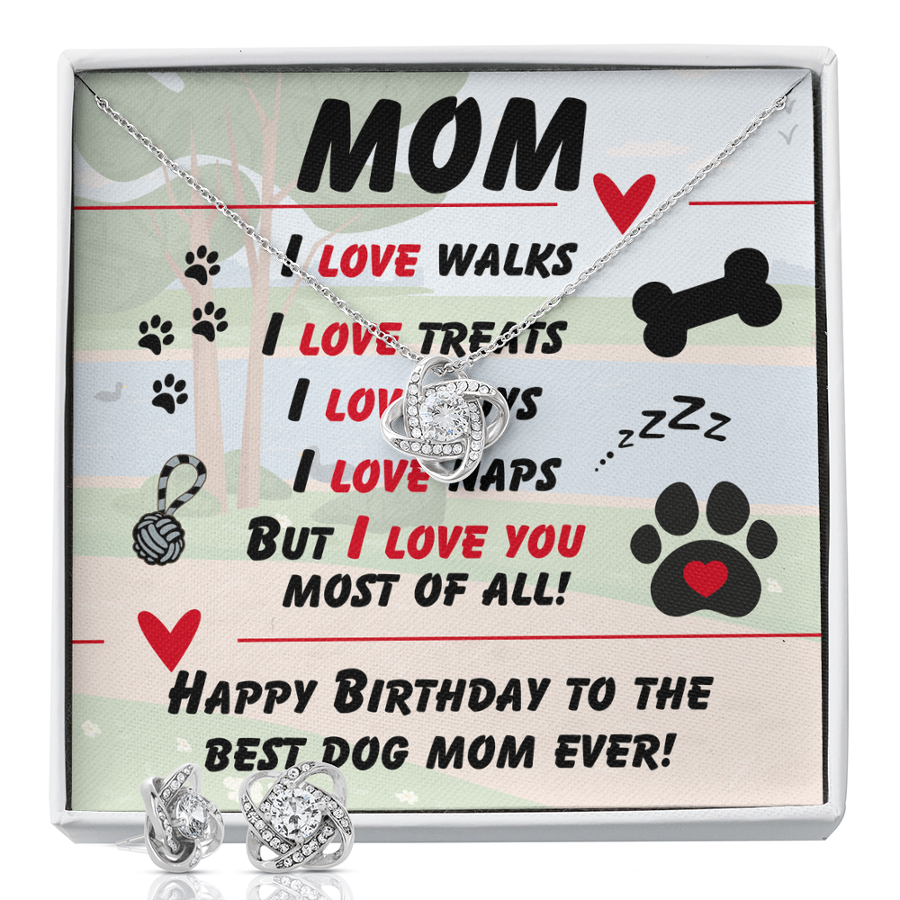 Mom - I love walks - Love Knot Necklace & Earring Set