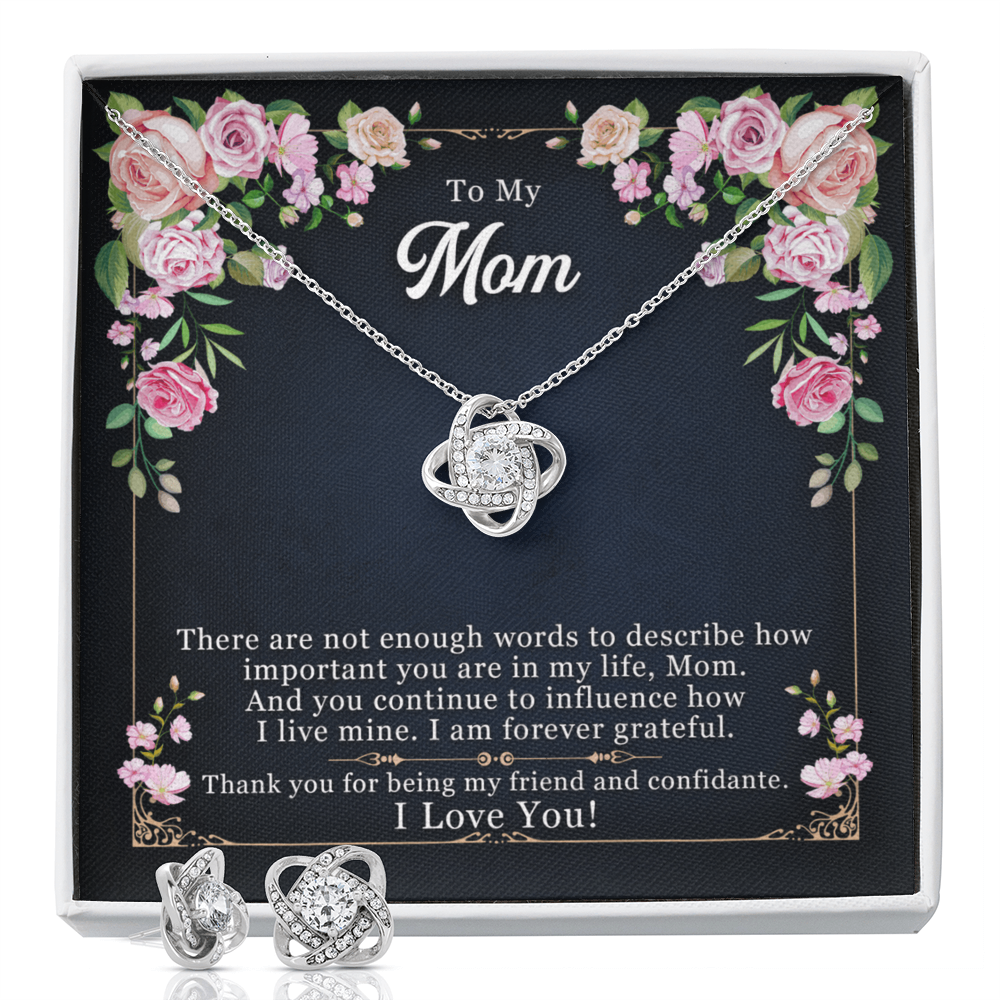 To Mom - There are not enough - Love Knot Necklace & Earring Set
