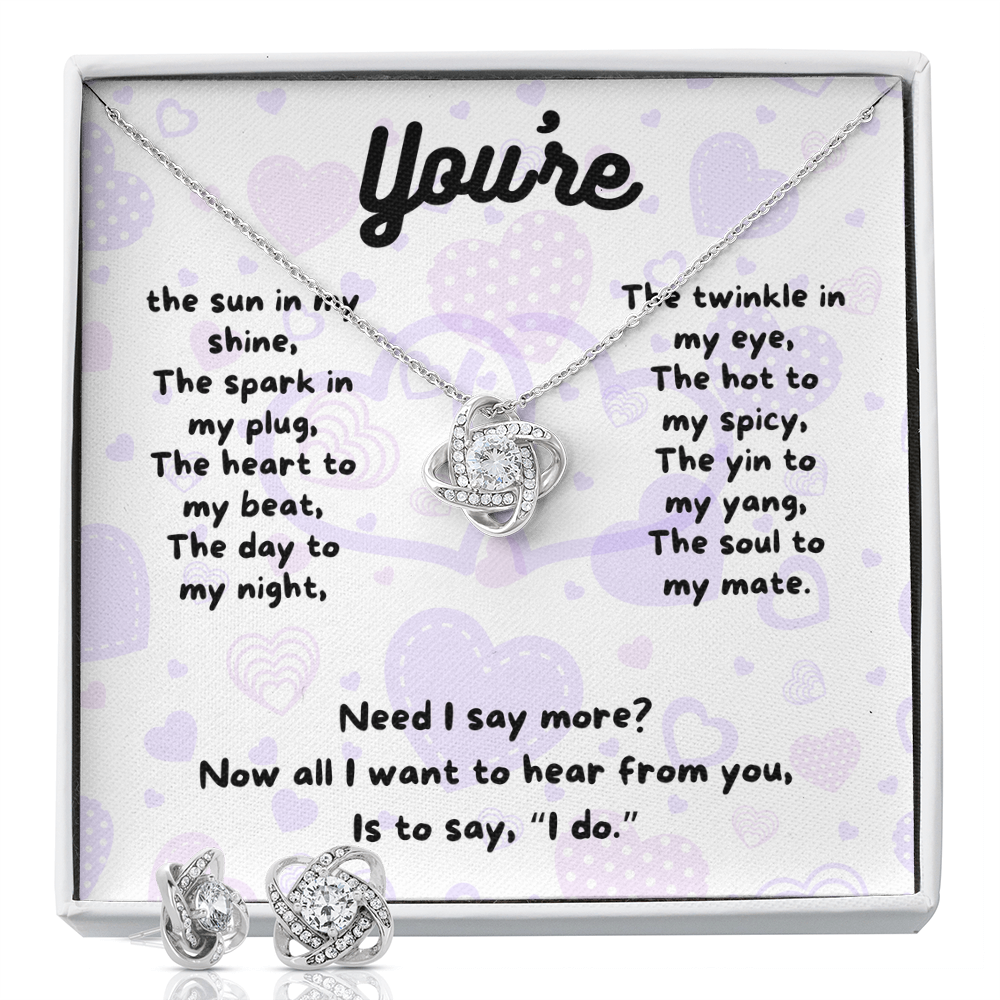 Love - You're the sun - Love Knot Necklace & Earring Set
