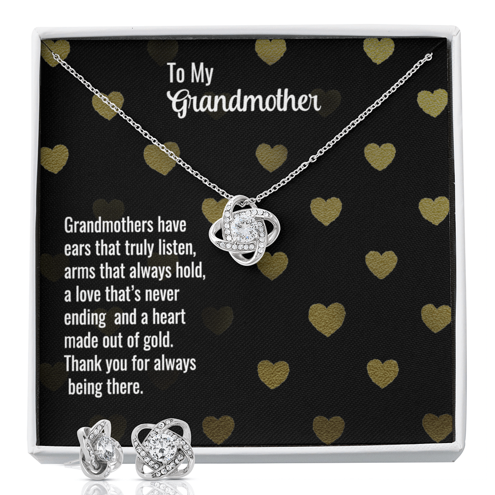 Grandmother - Grandmothers have - Love Knot Necklace & Earring Set
