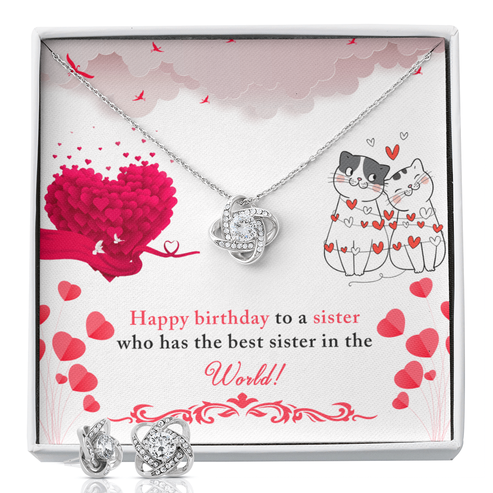 Birthday - To a sister - Love Knot Necklace & Earring Set