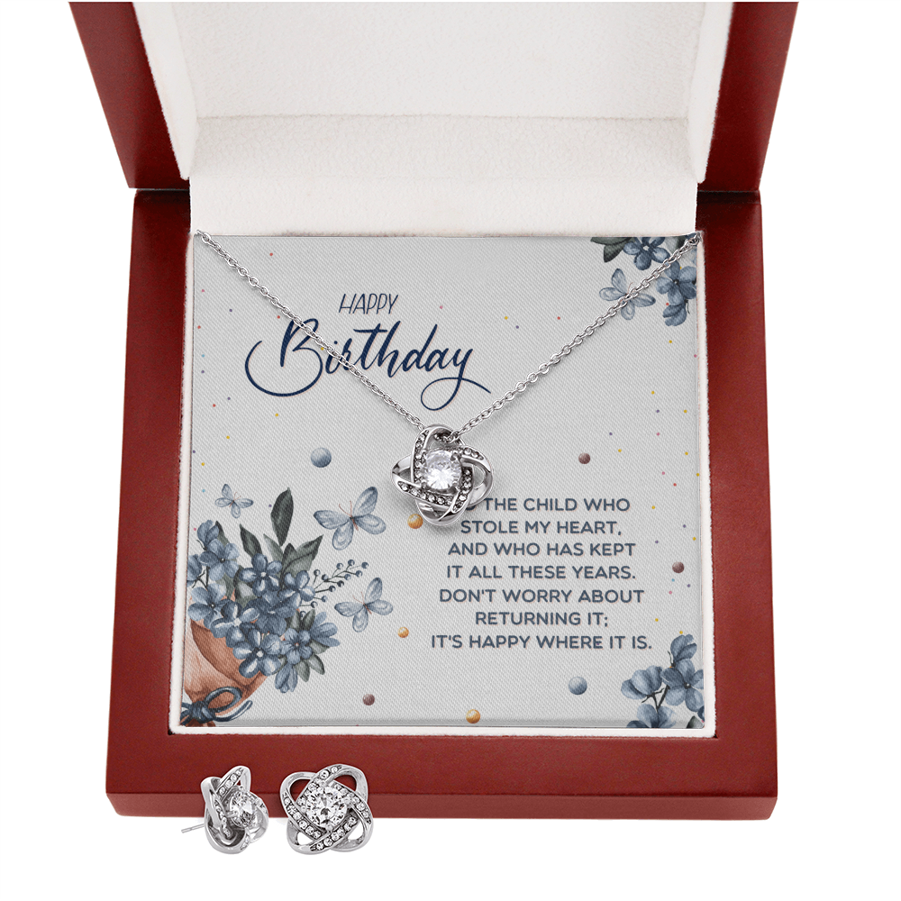Birthday - To the child - Love Knot Necklace & Earring Set
