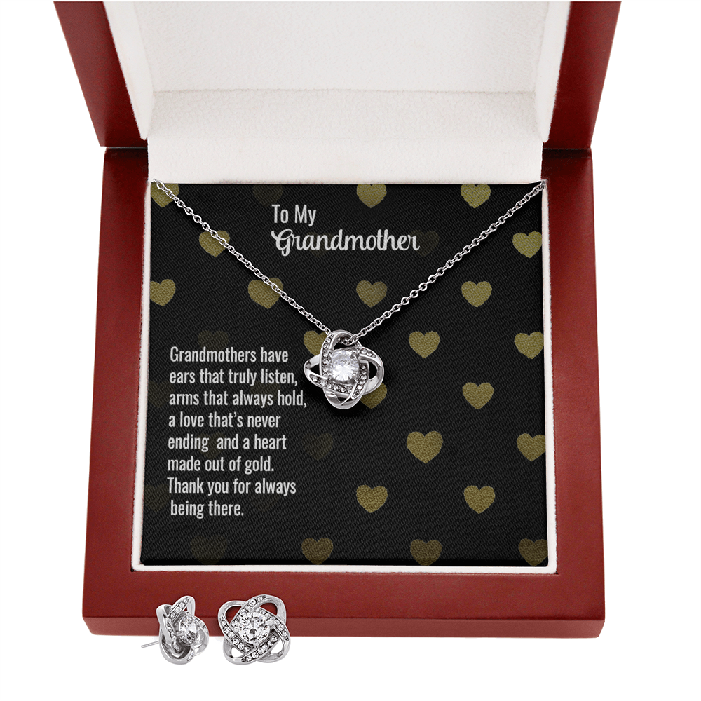Grandmother - Grandmothers have - Love Knot Necklace & Earring Set