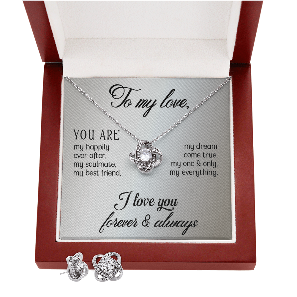 Love - You are - Love Knot Necklace & Earring Set