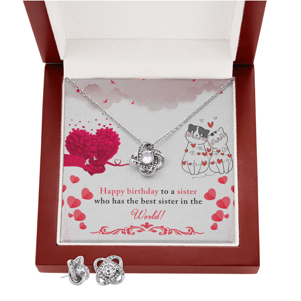 Birthday - To a sister - Love Knot Necklace & Earring Set