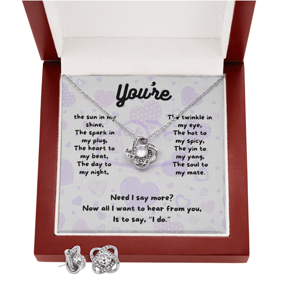 Love - You're the sun - Love Knot Necklace & Earring Set