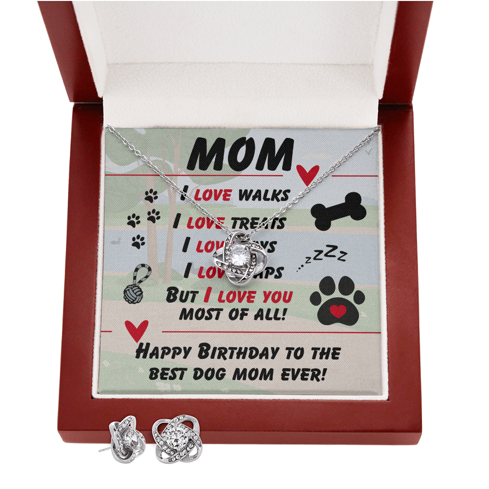 Mom - I love walks - Love Knot Necklace & Earring Set