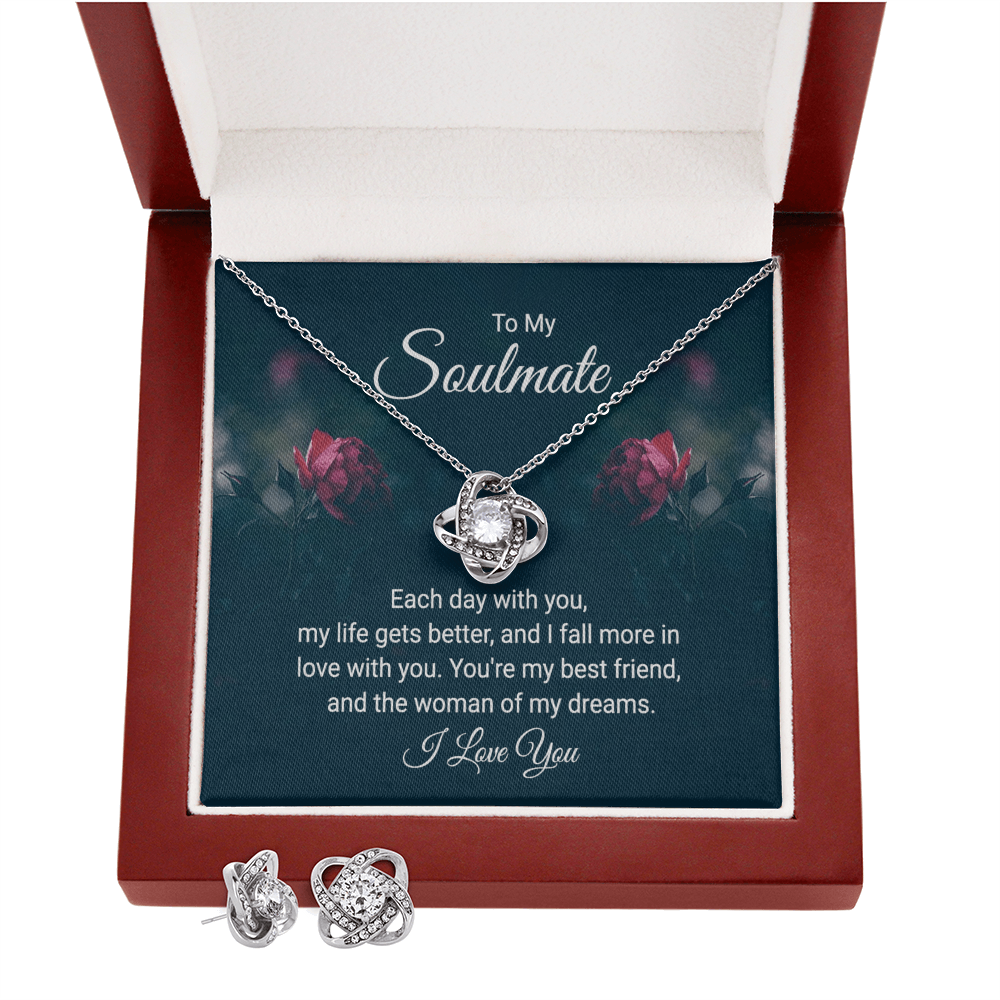 To Soulmate - Each day with you - Love Knot Necklace & Earring Set