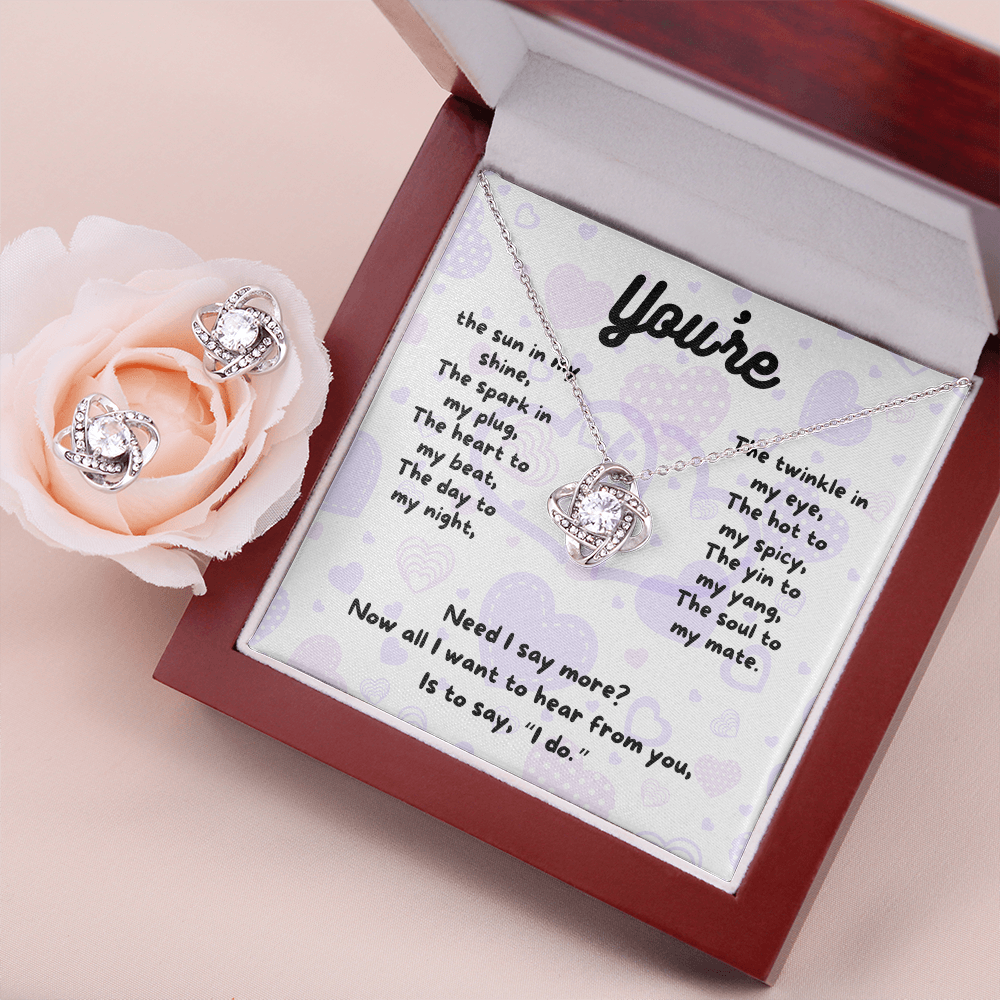 Love - You're the sun - Love Knot Necklace & Earring Set