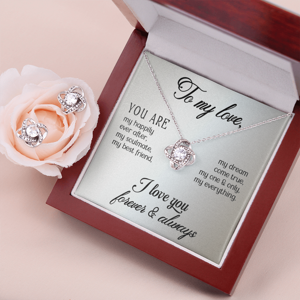 Love - You are - Love Knot Necklace & Earring Set