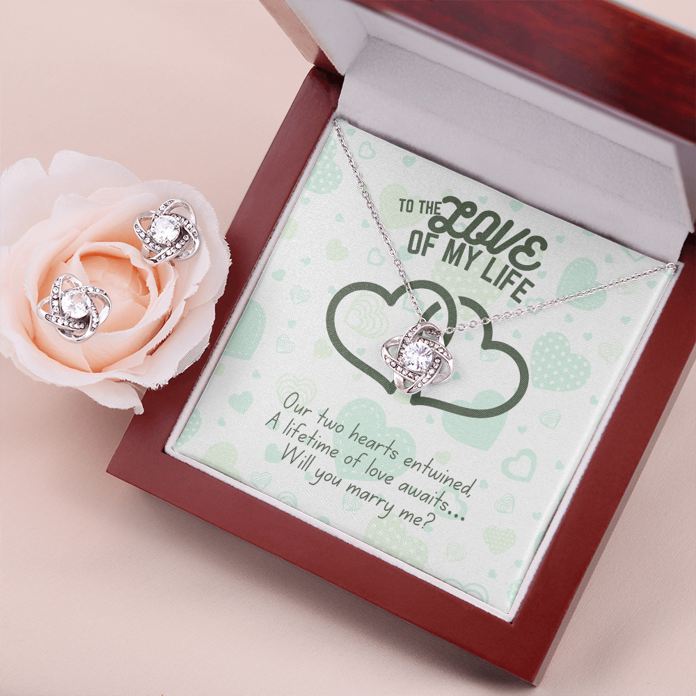 To the love of my life - Our two hearts - Love Knot Necklace & Earring Set