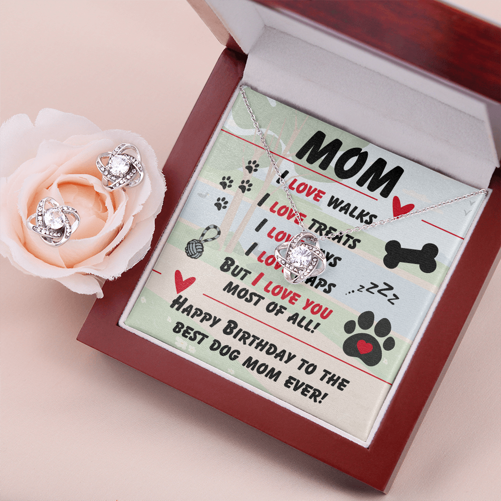 Mom - I love walks - Love Knot Necklace & Earring Set