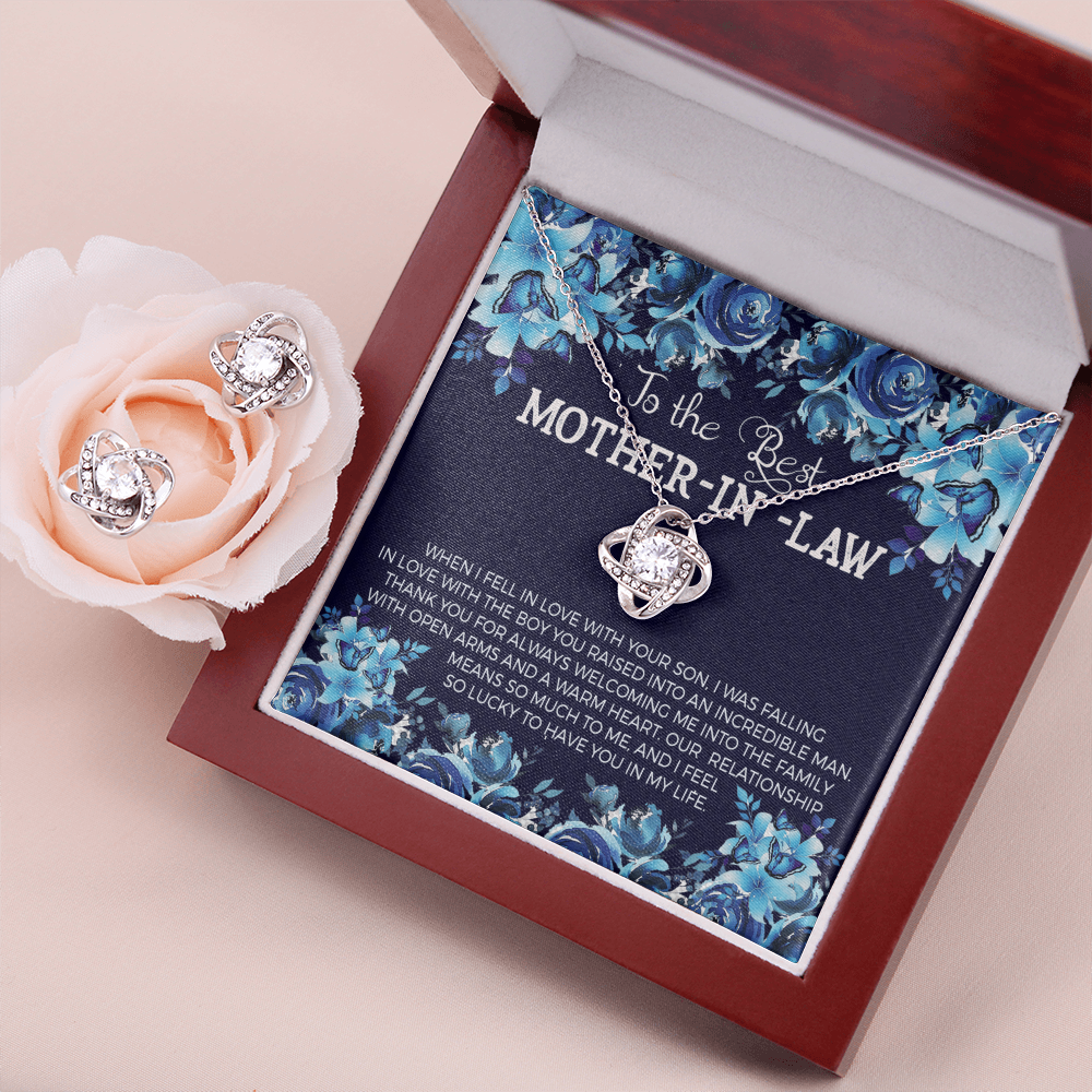 To Mother In Law - When I fell in love - Love Knot Necklace & Earring Set
