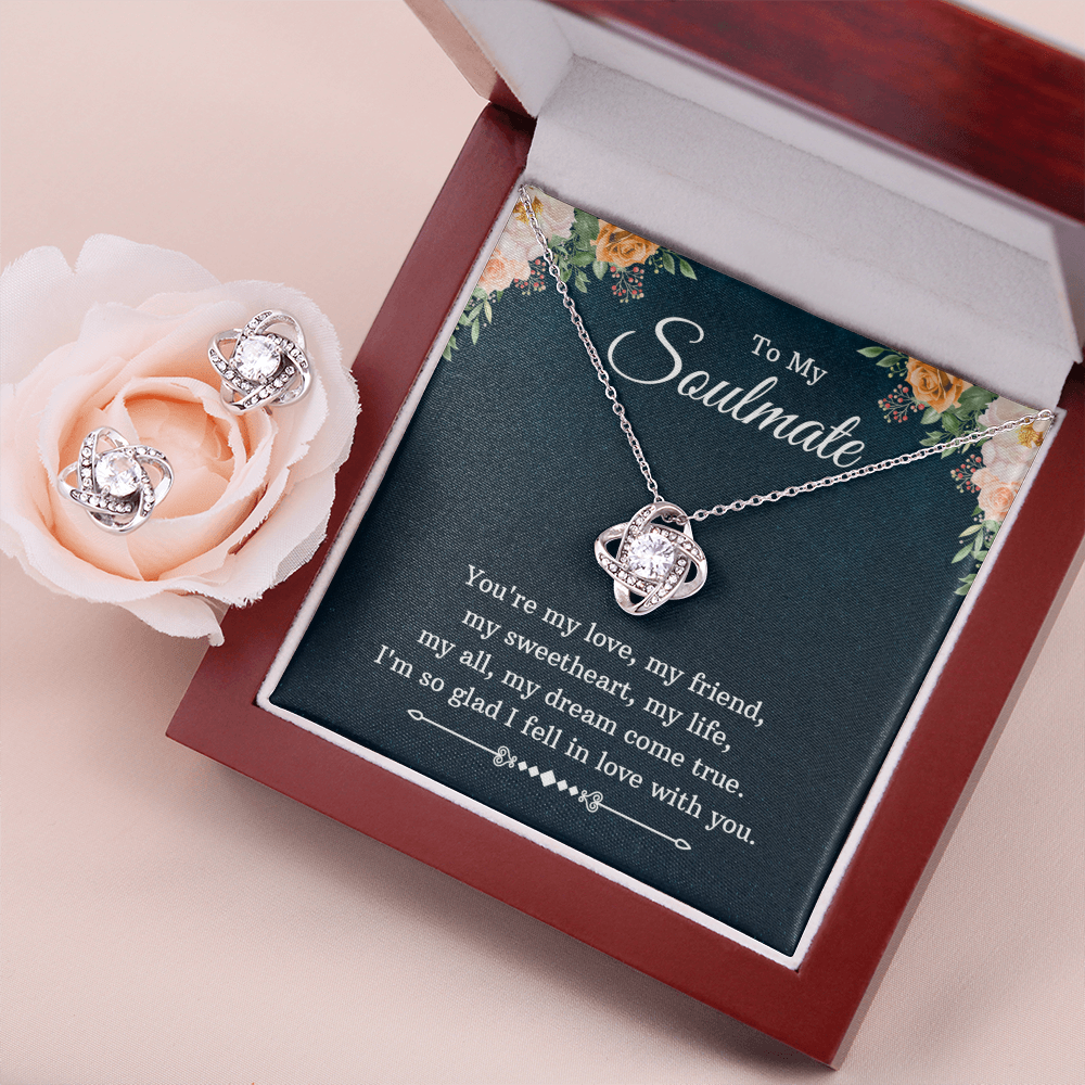 To Soulmate - You're my love - Love Knot Necklace & Earring Set