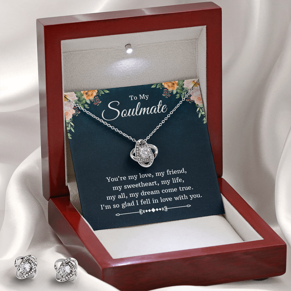 To Soulmate - You're my love - Love Knot Necklace & Earring Set