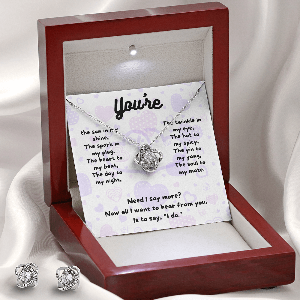 Love - You're the sun - Love Knot Necklace & Earring Set