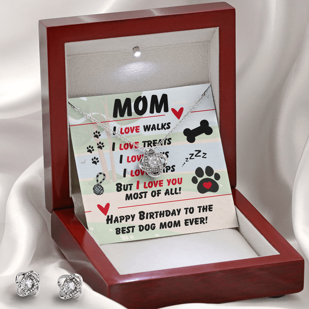 Mom - I love walks - Love Knot Necklace & Earring Set