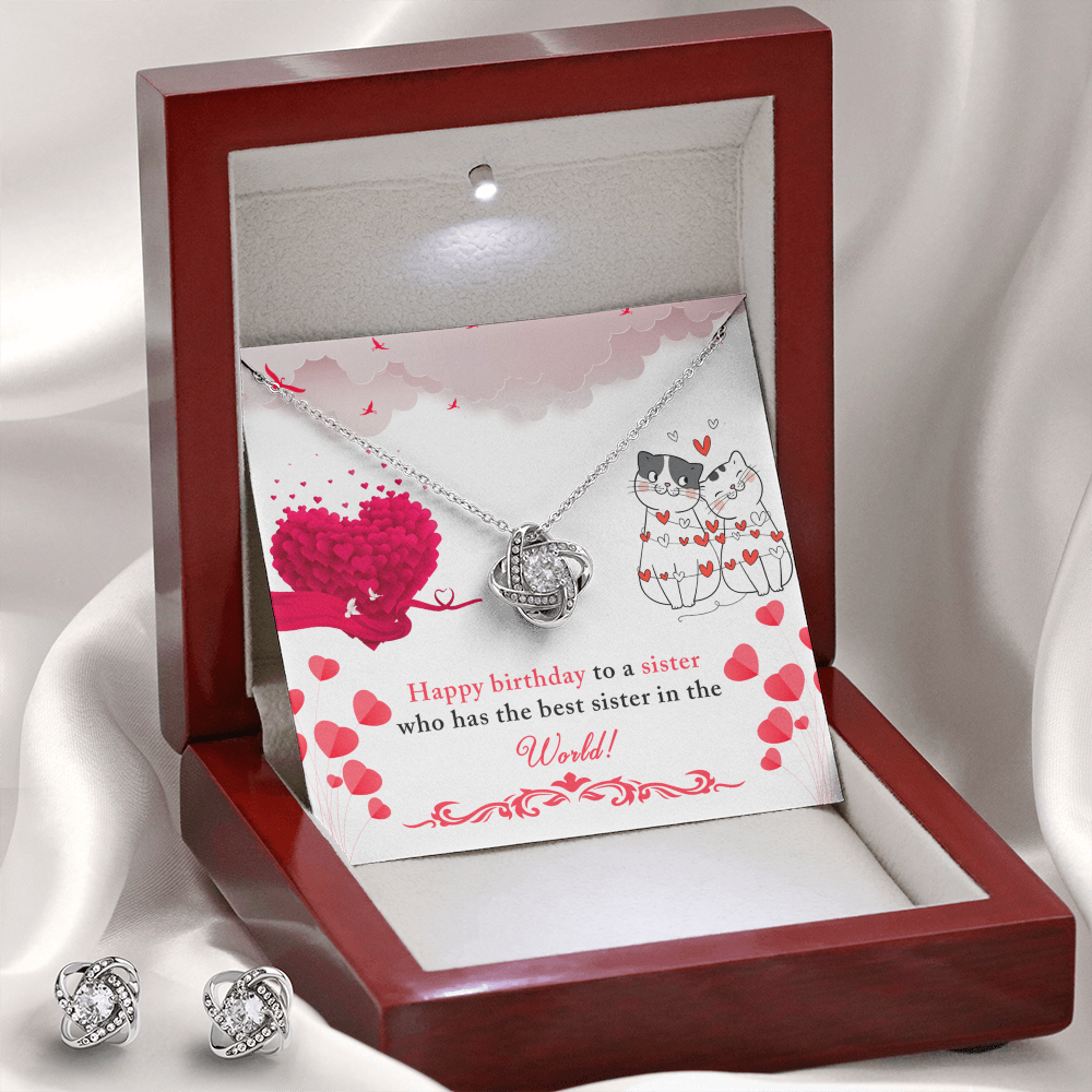 Birthday - To a sister - Love Knot Necklace & Earring Set
