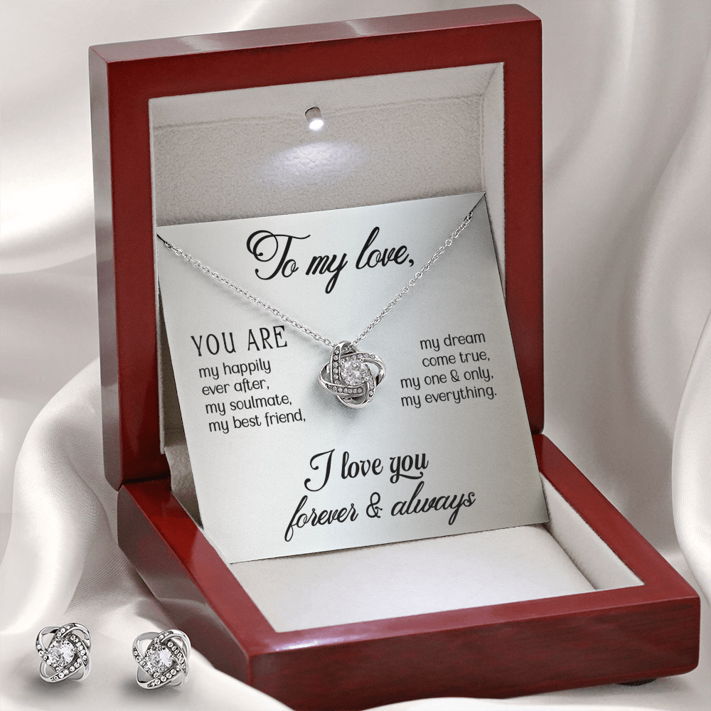 Love - You are - Love Knot Necklace & Earring Set