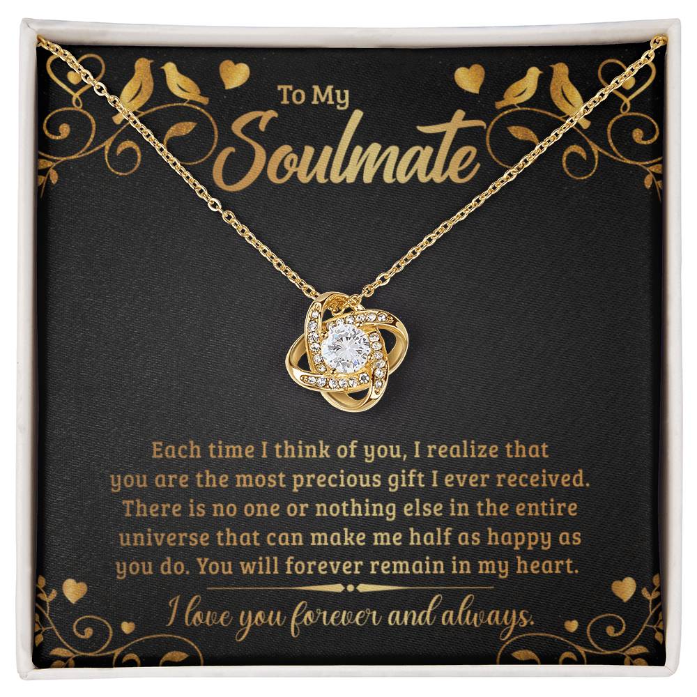 To Soulmate - Each time I think - Love Knot Necklace