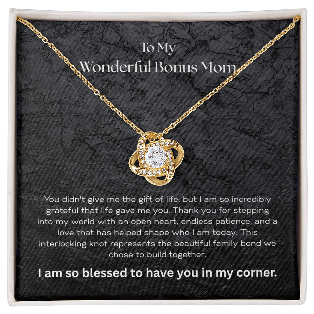 The "Family by Heart" Interlocking Knot Necklace for Bonus Mom