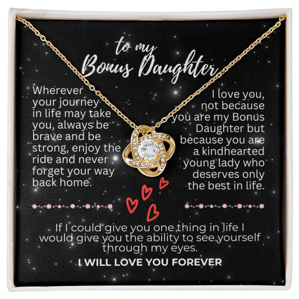 To Bonus Daughter - Wherever your journey - Love Knot Necklace
