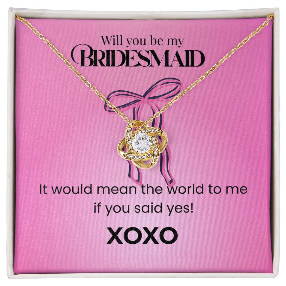 Bridesmaid - XOXO - Love Knot Necklace