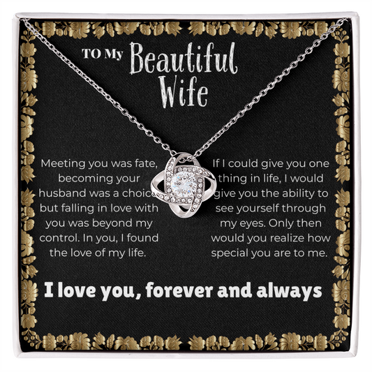 Wife - Meeting you - Love Knot Necklace
