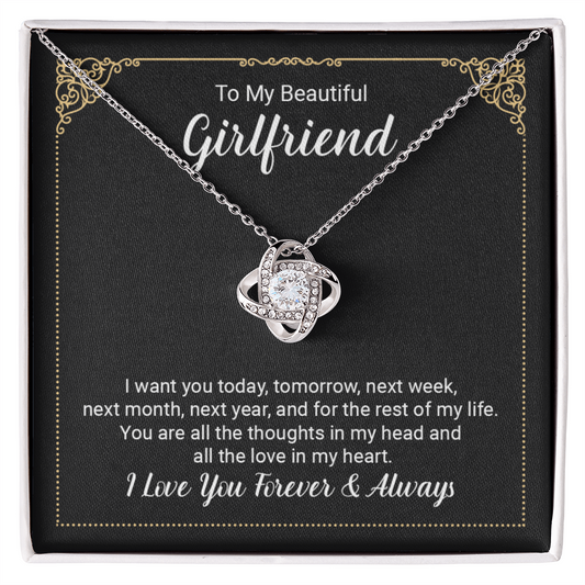To Girlfriend - I want you today - Love Knot Necklace