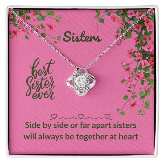Sister - Side by side - Love Knot Necklace