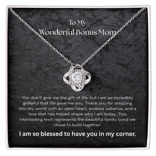 The "Family by Heart" Interlocking Knot Necklace for Bonus Mom