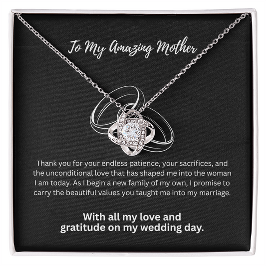 The "Classic Gratitude" Wedding Day Love Knot Pendant for Mom
